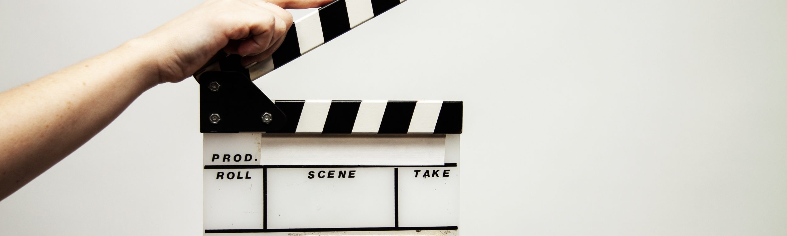 A clapperboard used in video production