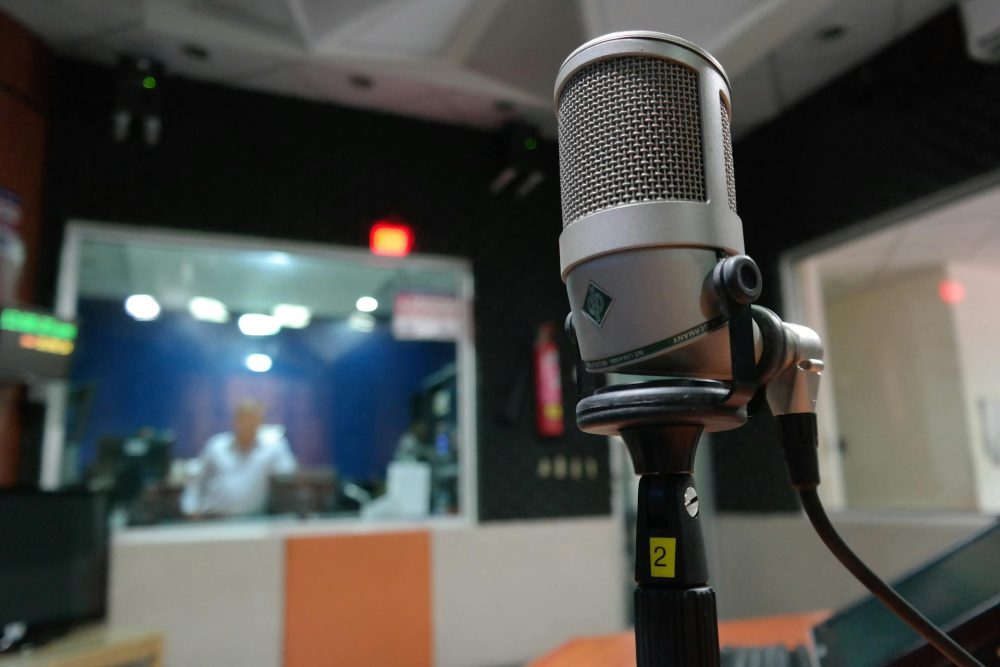 xlr microphone in radio studio